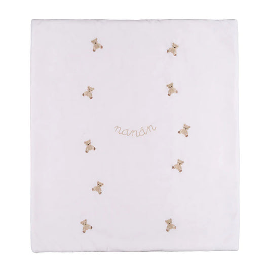 Coperta rosa in ciniglia con ricamo orsetti