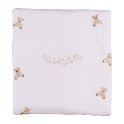 Coperta rosa in ciniglia con ricamo orsetti
