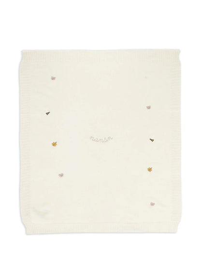 Coperta bianca  in lana con ricami