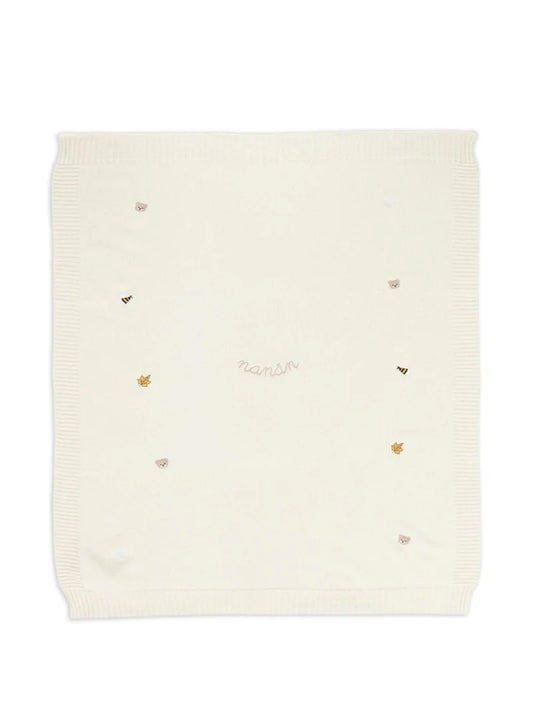 Coperta bianca  in lana con ricami