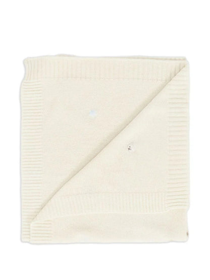 Coperta bianca  in lana con ricami