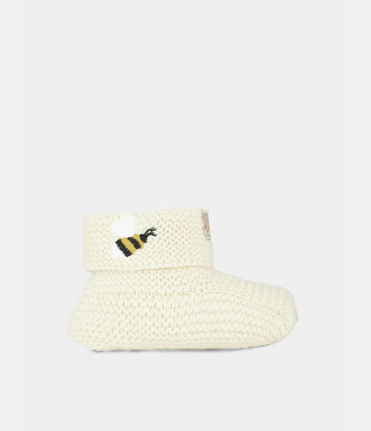 Scarpine in lana nel colore bianco con ricami