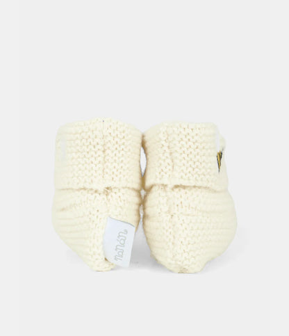 Scarpine in lana nel colore bianco con ricami