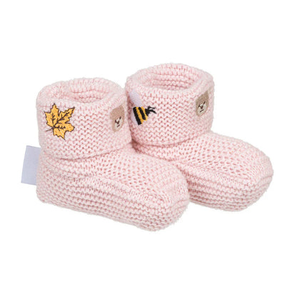 Scarpine in lana nel colore rosa con ricami