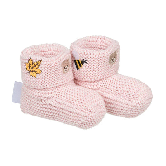 Scarpine in lana nel colore rosa con ricami