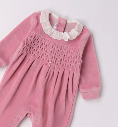 Tutina neonata ciniglia nel colore rosa antico
