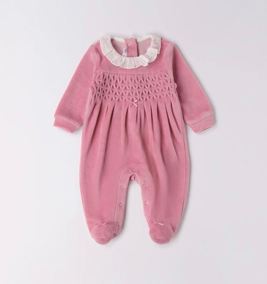 Tutina neonata ciniglia nel colore rosa antico