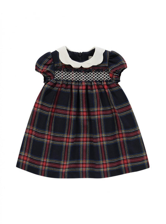 Abito scozzese con punto stock sul corpetto