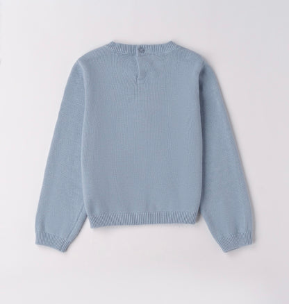 Maglione girocollo celeste con disegni coniglio