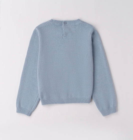 Maglione girocollo celeste con disegni coniglio