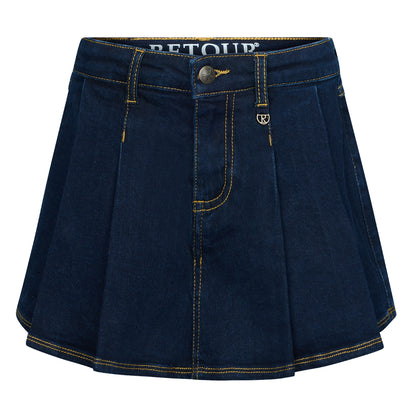 Gonna pantalone  a pieghe in denim