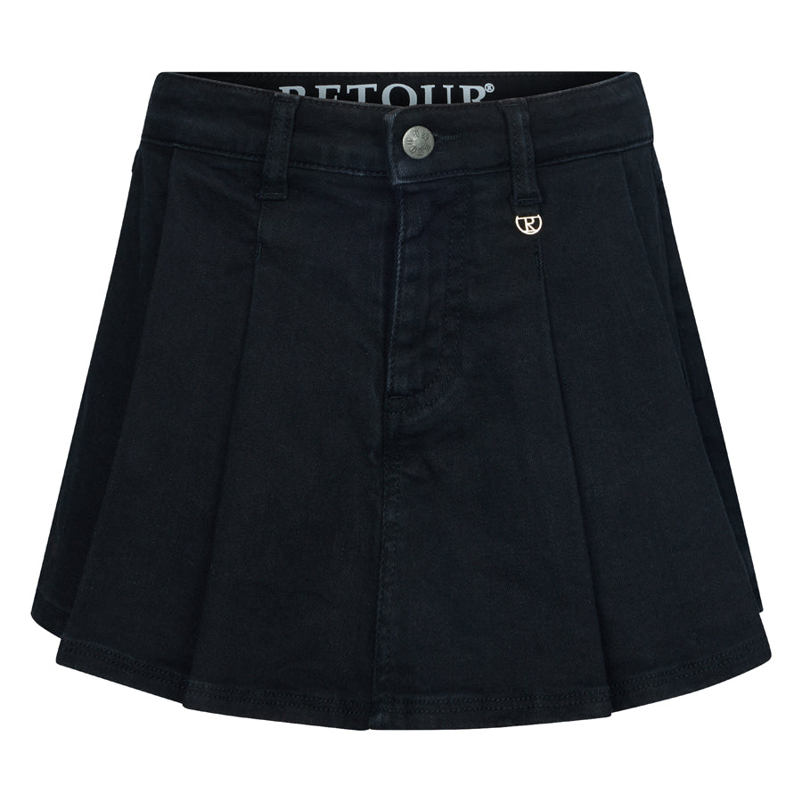 Gonna pantalone a pieghe in denim nero