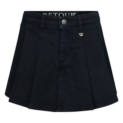 Gonna pantalone a pieghe in denim nero