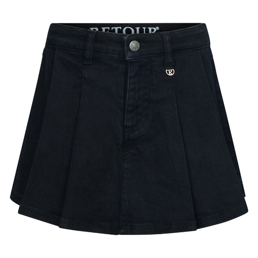 Gonna pantalone a pieghe in denim nero