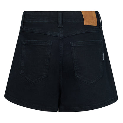 Gonna pantalone a pieghe in denim nero