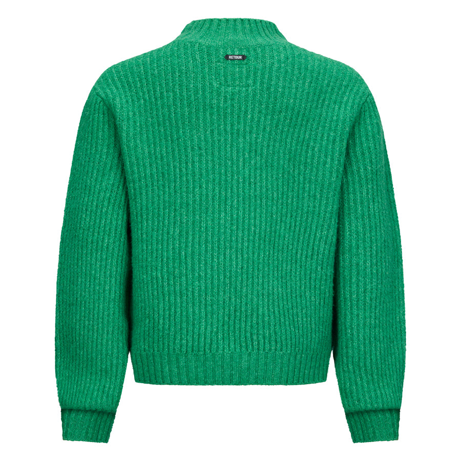 Maglione a trecce verde