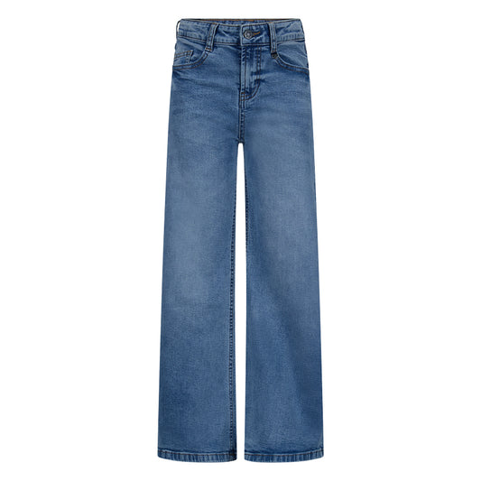 Jeans 5 tasche bambina nel colore medium denim