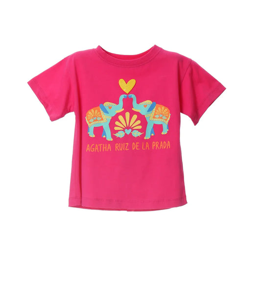 COMPELTO CON T-SHIRT FUCSIA E GONNA STAMPA ANIMALI