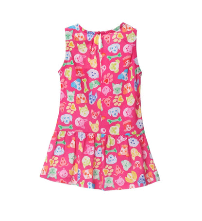 MONOPEZZO FUCSIA CANI TASCHE CUORI