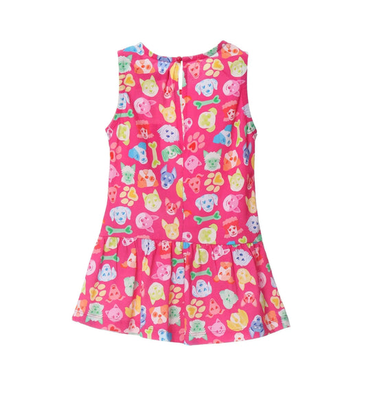 MONOPEZZO FUCSIA CANI TASCHE CUORI