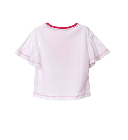COMPLETO CON MAGLIETTA BIANCA CON GATTINO ROSA E LEGGINGS A FANTASIA