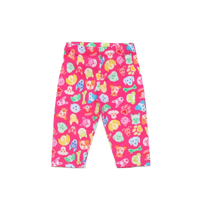 COMPLETO CON MAGLIETTA BIANCA CON GATTINO ROSA E LEGGINGS A FANTASIA