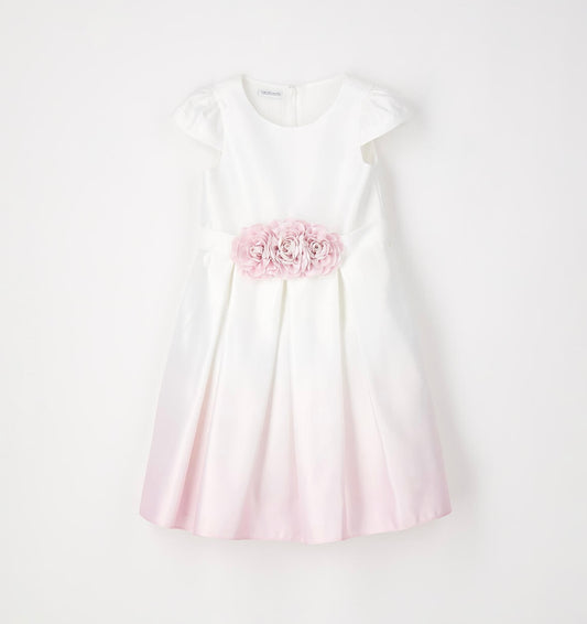 Vestito cerimonia con cintura in vita fiori