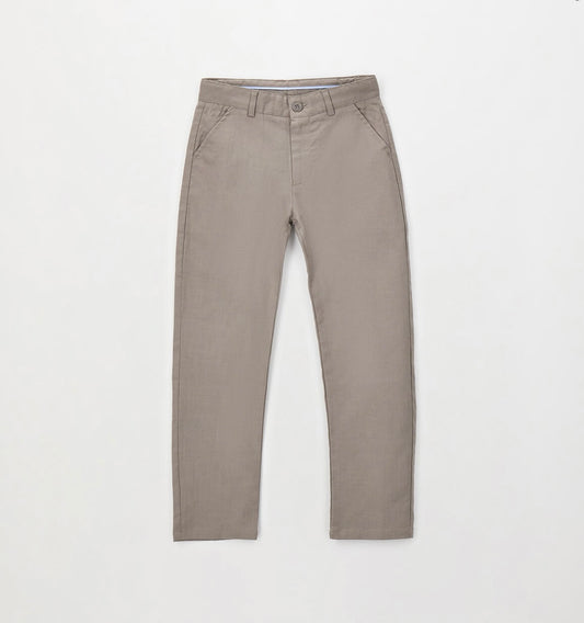 Pantaloni cerimonia in lino e cotone  fango