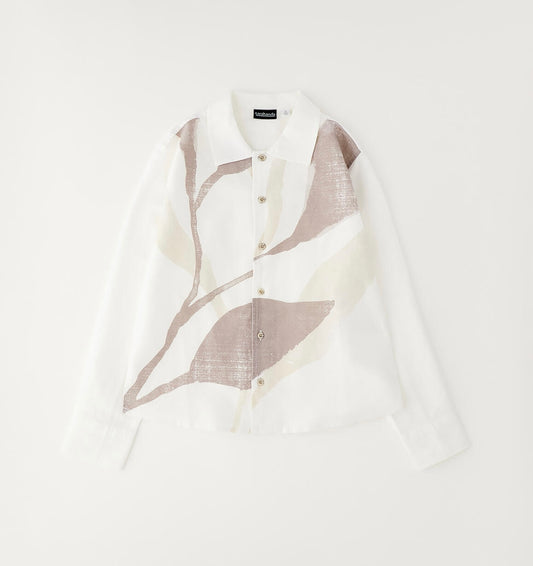 Camicia cerimonia realizzata in lino e cotone con stampa