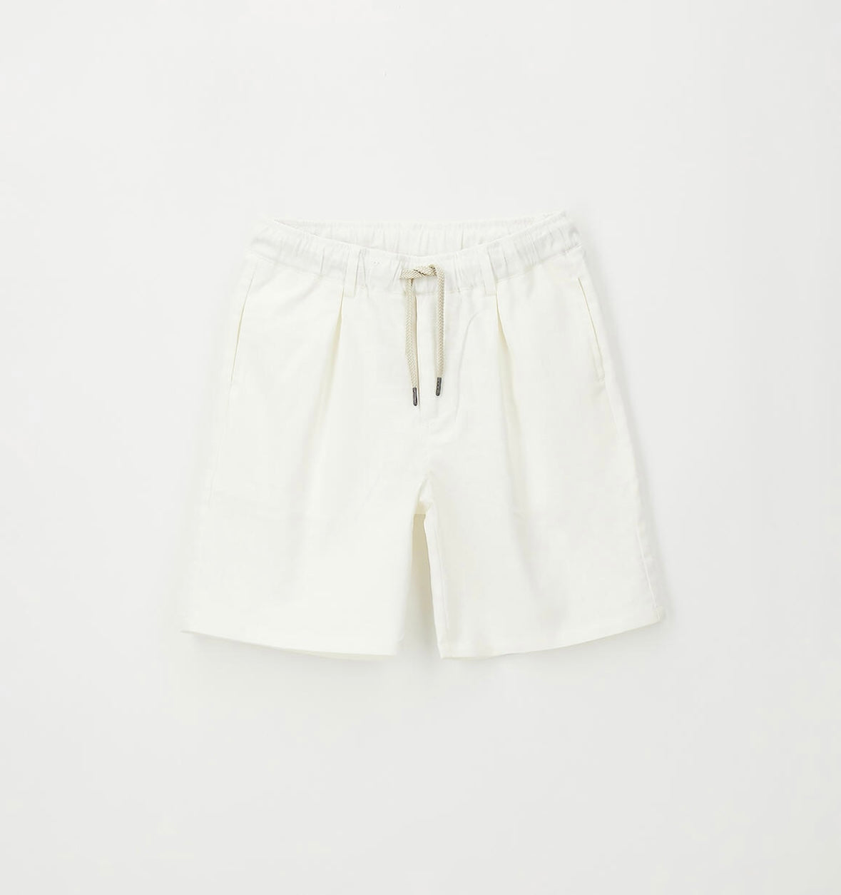 Pantalone corto in lino e cotone con coulisse in vita