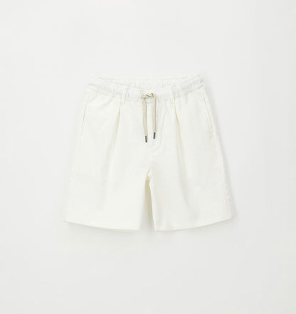 Pantalone corto in lino e cotone con coulisse in vita