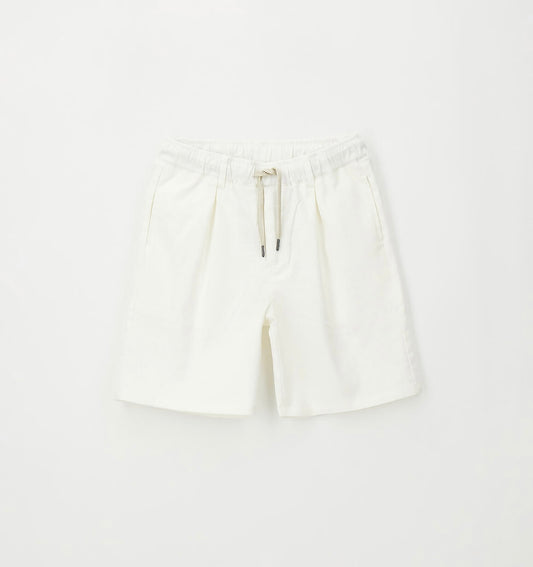 Pantalone corto in lino e cotone con coulisse in vita