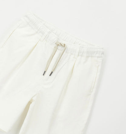Pantalone corto in lino e cotone con coulisse in vita