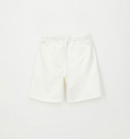 Pantalone corto in lino e cotone con coulisse in vita