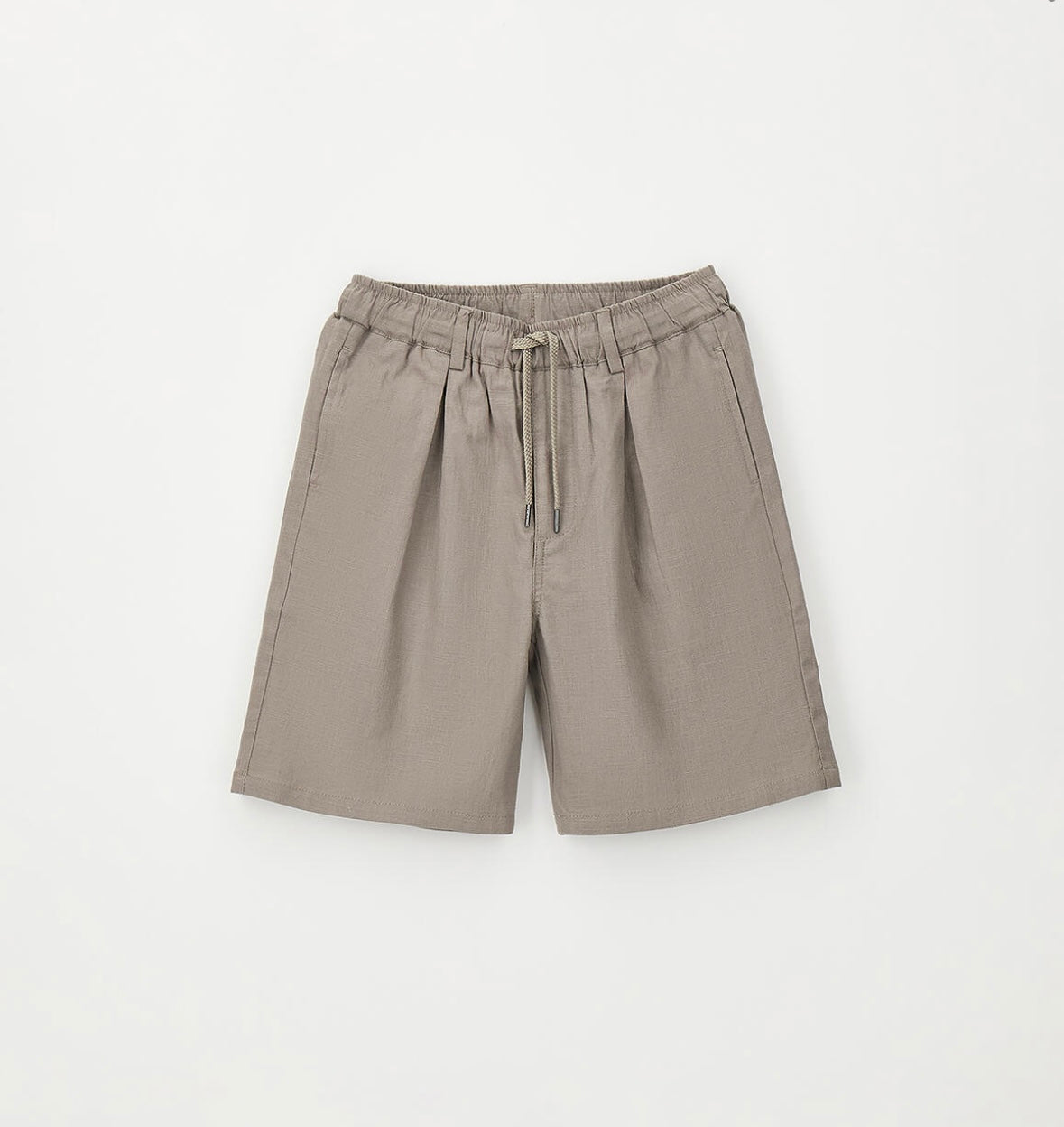 Pantalone corto in lino e cotone color fango