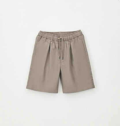 Pantalone corto in lino e cotone color fango