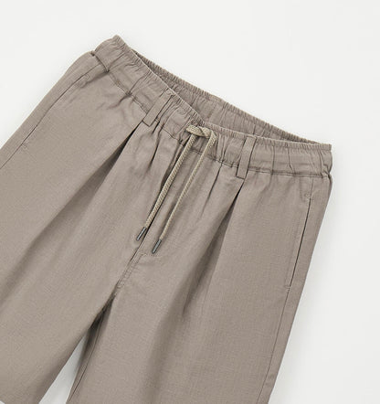 Pantalone corto in lino e cotone color fango