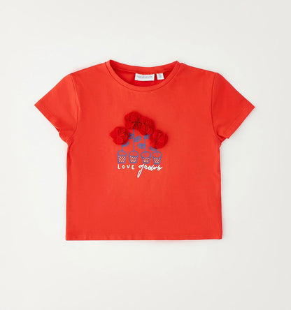 T-shirt bambina rossa In cotone