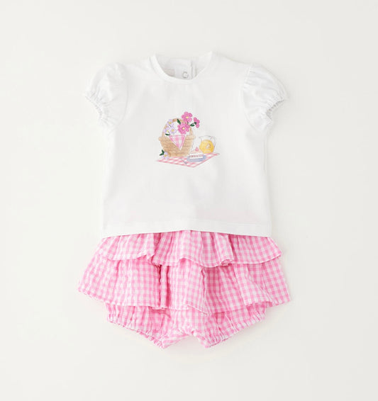 Completo estivo con t-shirt e short quadretti