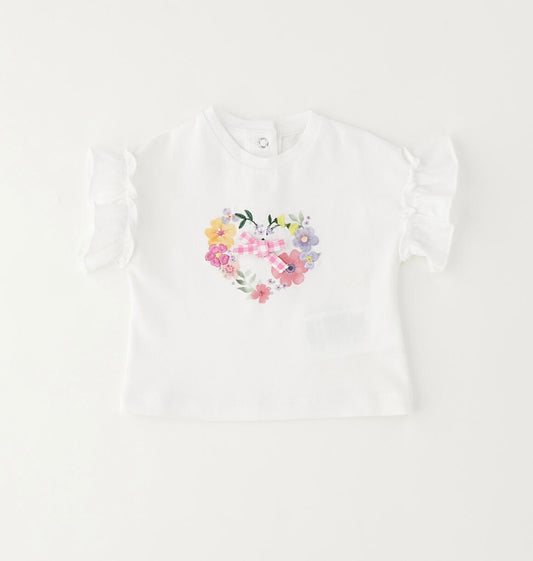 T-shirt neonata in cotone con stampa
