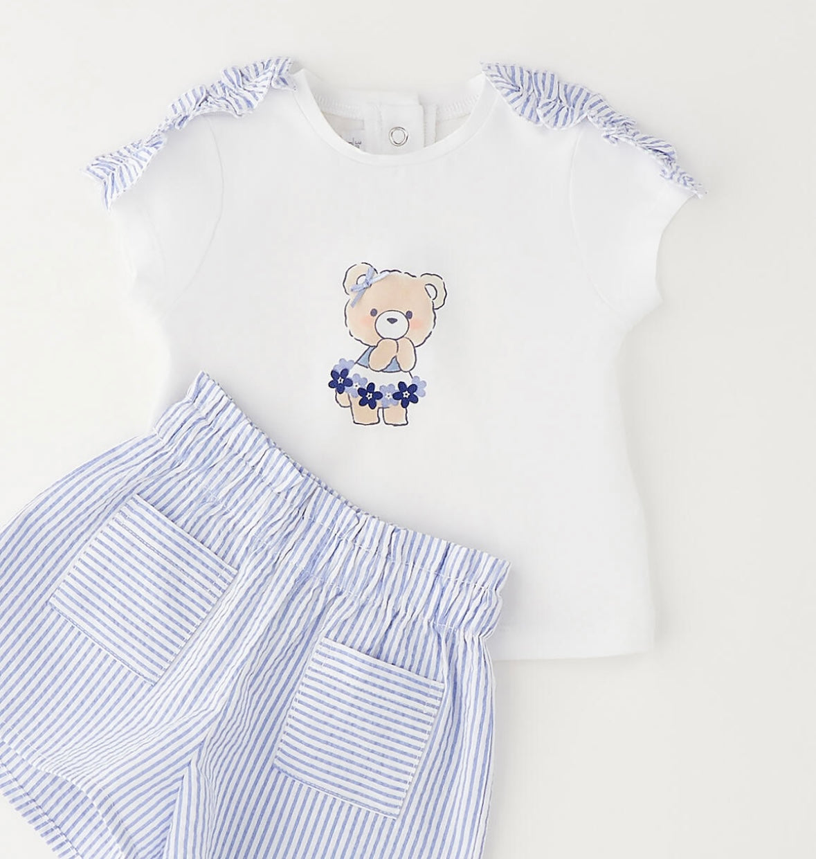 Completo neonata con t-shirt e short rigato