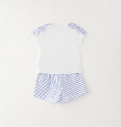 Completo neonata con t-shirt e short rigato