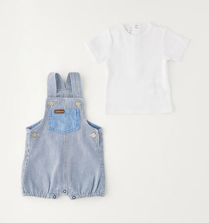 Completo estivo neonato composto da t-shirt e salopette
