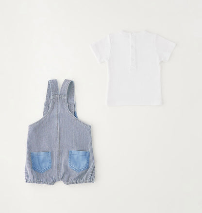 Completo estivo neonato composto da t-shirt e salopette