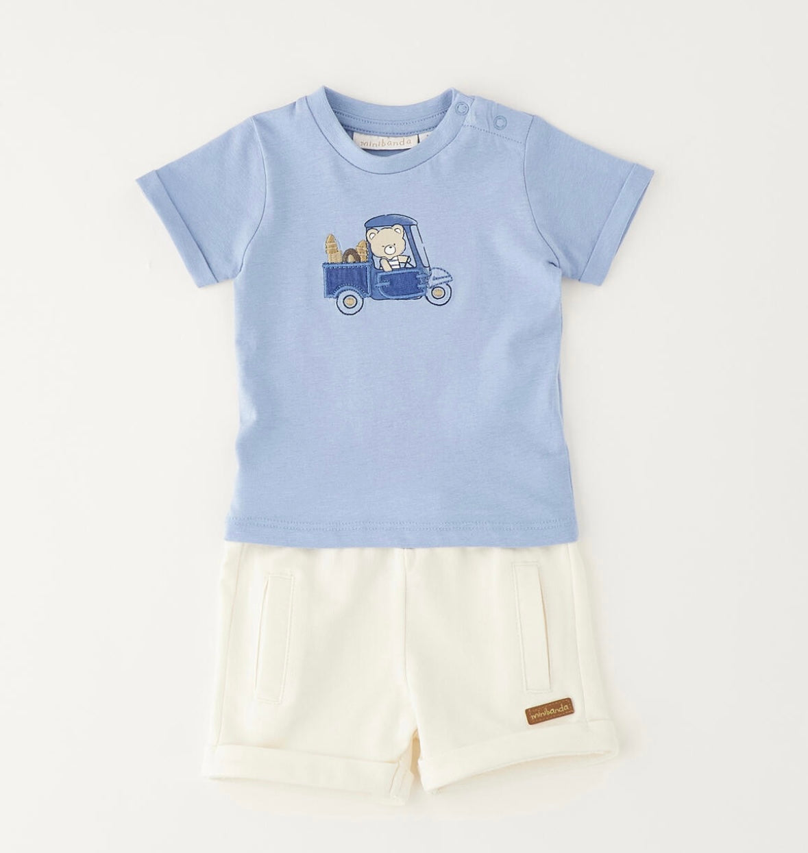 Completino bimbo neonato composto da t-shirt e short bianco