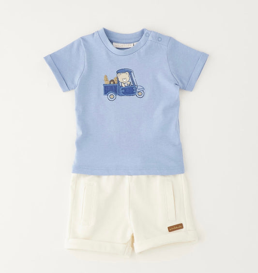 Completino bimbo neonato composto da t-shirt e short bianco