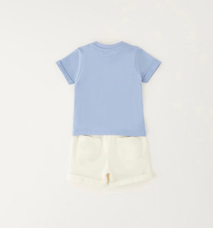 Completino bimbo neonato composto da t-shirt e short bianco