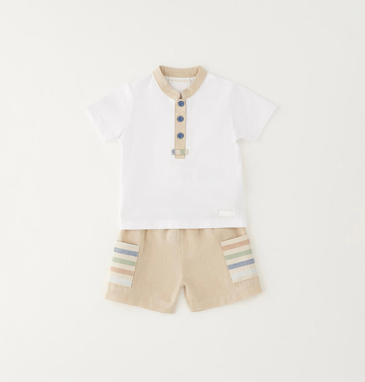 Completo estivo neonato composto da t-shirt e short in lino