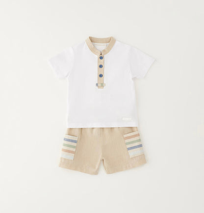 Completo estivo neonato composto da t-shirt e short in lino