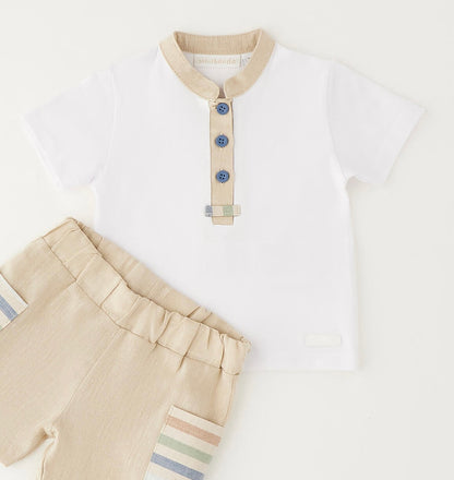 Completo estivo neonato composto da t-shirt e short in lino